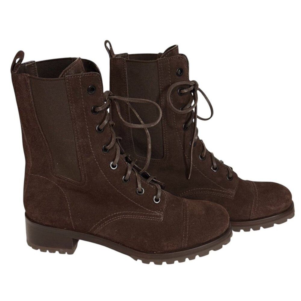 Tory Burch ‘Broome’ Suede Leather Combat Lace Up Boots Women’s 9M